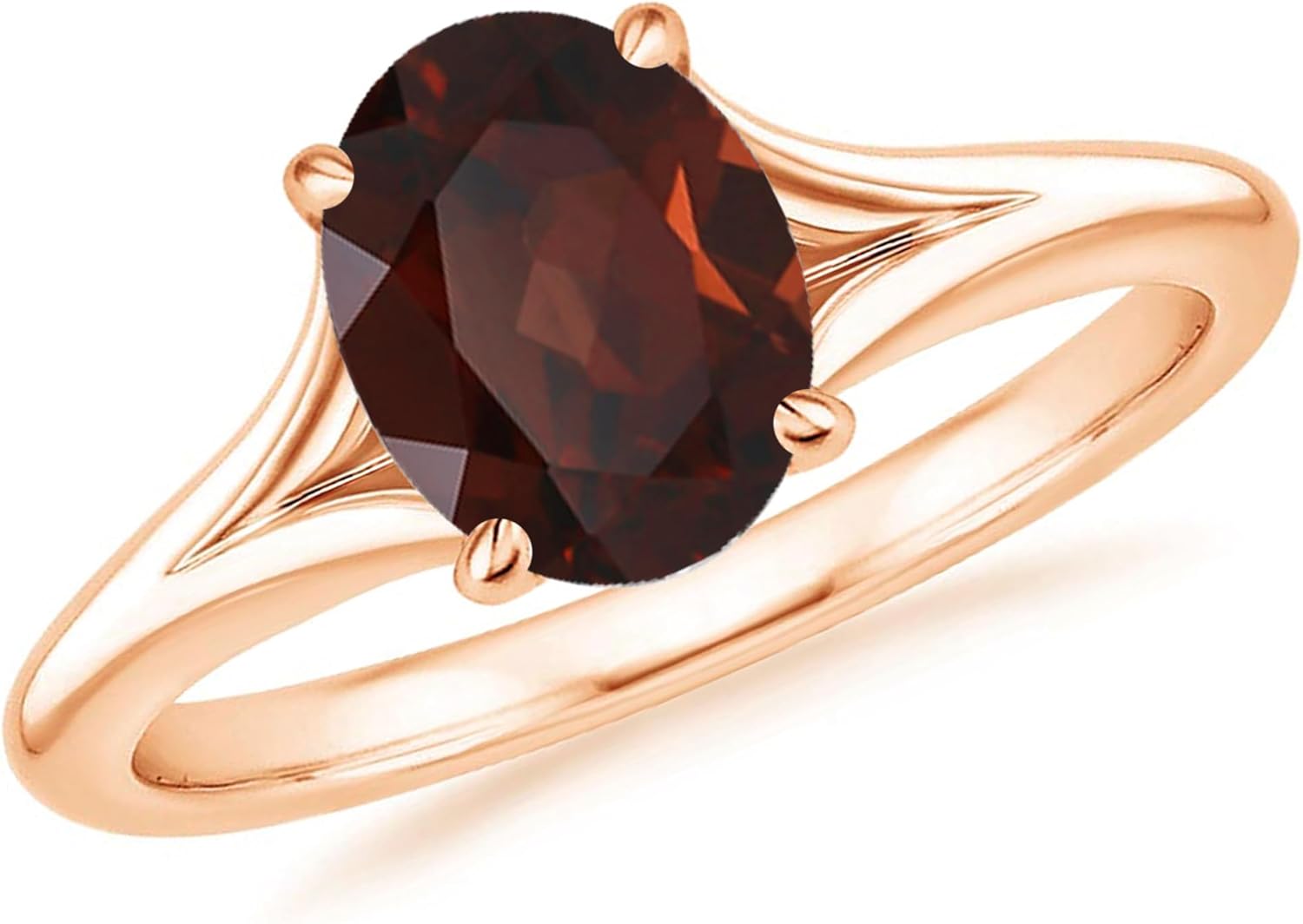 2 CT. Oval Cut Garnet Split Shank Solitaire Engagement Ring For Women, 14K Gold Plated 925 Silver January Birthsone Oval Shape Garnet Bridal Solitaire Ring, Love Promise Ring