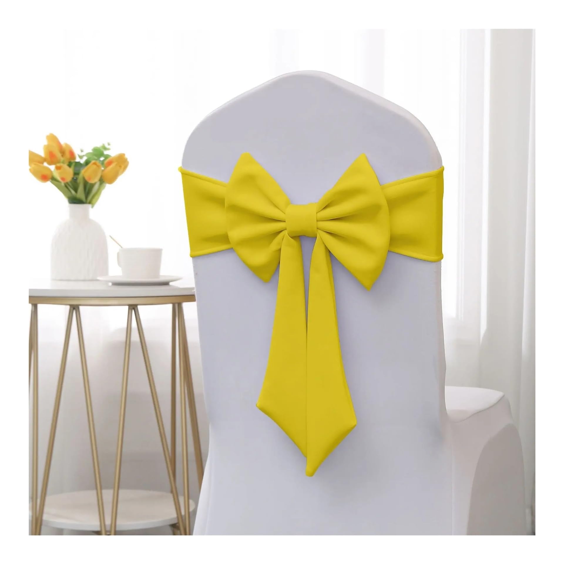 YGSGJSP Chair Sashes Chair Back Sashes Stretchy Stretch Ribbon Elastic Band For Wedding Party Hotel for Wedding(Yellow)