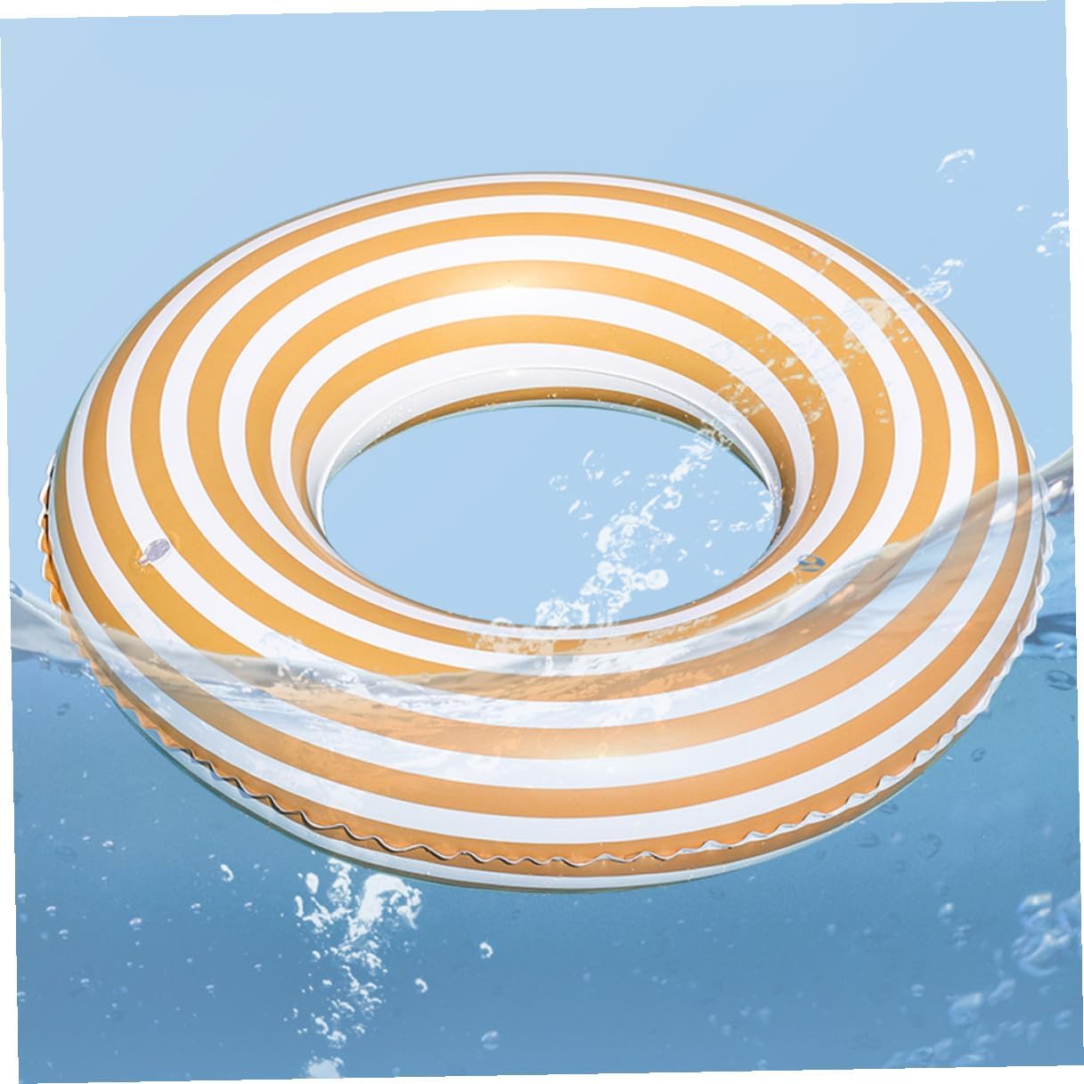 CHILDWEET Inflatable Swim Ring Safety Float for Ages 2-4, Thickened Orange PVC Striped Swimming Pool Buoy for 20-50 Lbs, Water Swim Accessory for Pool and Beach