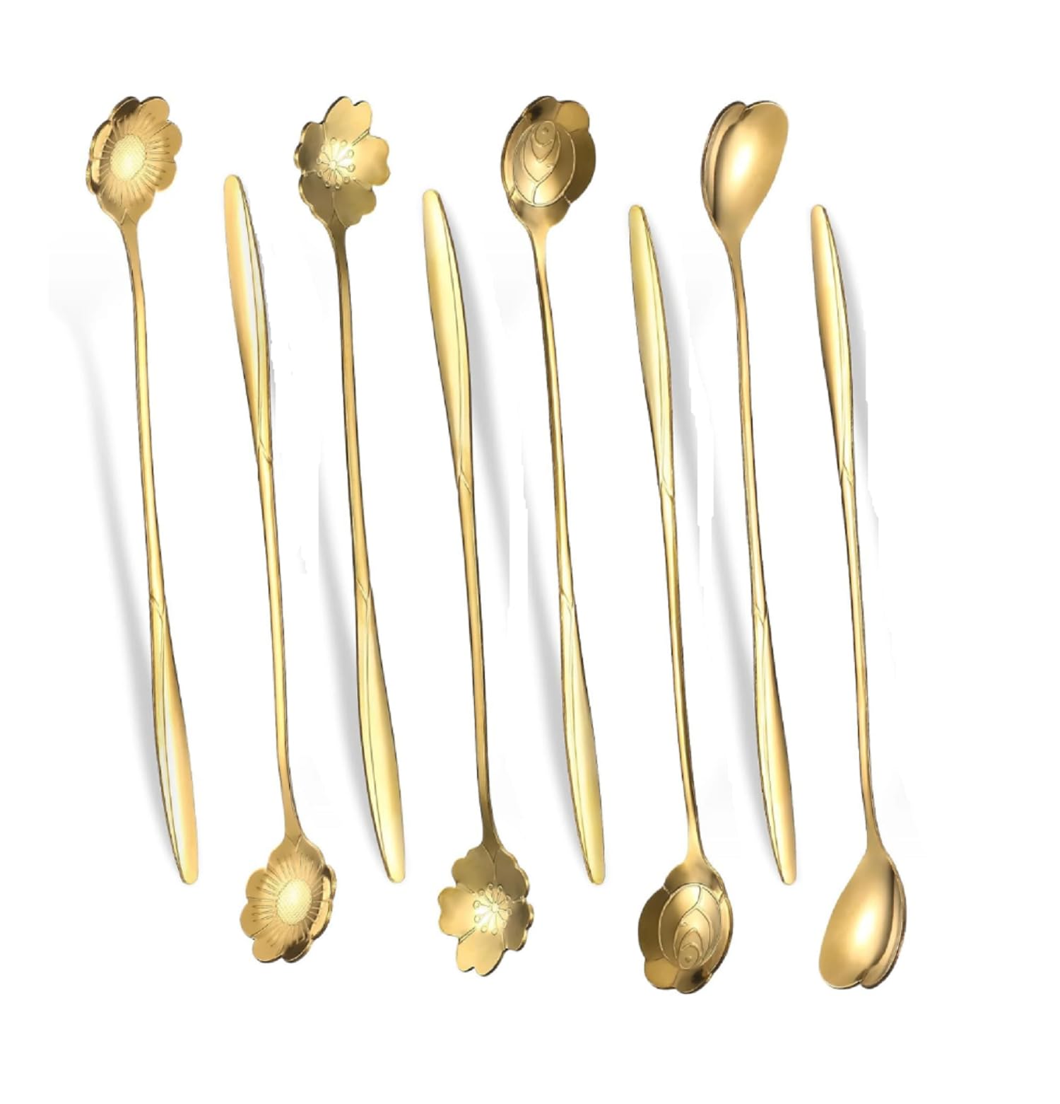 Golden Spoons, Coffee Spoon, Flower Teaspoons, Desserts Spoons, Stainless Steel Reusable Tea Scoops, Spoon Set for Kitchen, Dessert House, Cafe Or Bar (16Pcs Spoon) — Amazon image 5