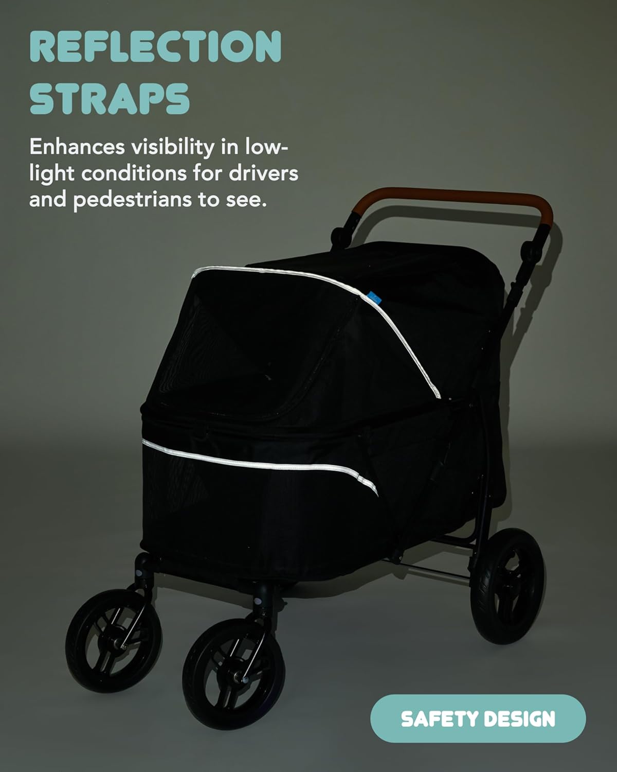 Zoosky Pet Stroller for Large Dogs up to 110lbs, Large Pet Stroller for Multiple Pets, All-Terrain with Adjustable Handle & Mesh Dual-Window, 1680D Waterproof Oxford Fiber - Image 7