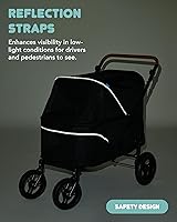 Vista 7 de Cochecito para mascotas para perros grandes de hasta 110 libras, cochecito grande para mascotas múltiples mascotas, todo terreno con mango ajustable