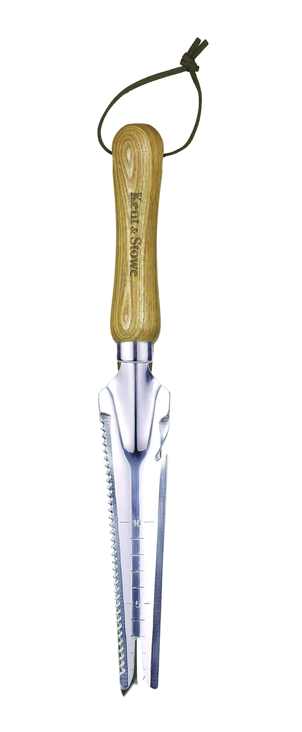 Kent & Stowe Multi-Function Weeder - Weeder with Scratching Prong & Stainless Steel Cutting Blade Moss Scraper with Wooden Handle, Length 33.5 cm