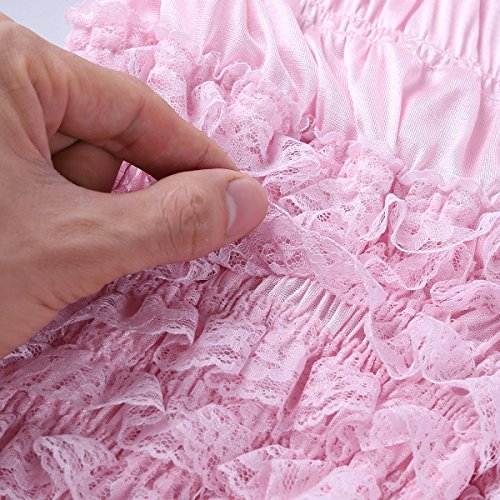 CHICTRY Women's Tiered Ruffles Ruffles Panties Pettipants Bloomers Sissy Booty Shorts Underskirt Pink X-Large