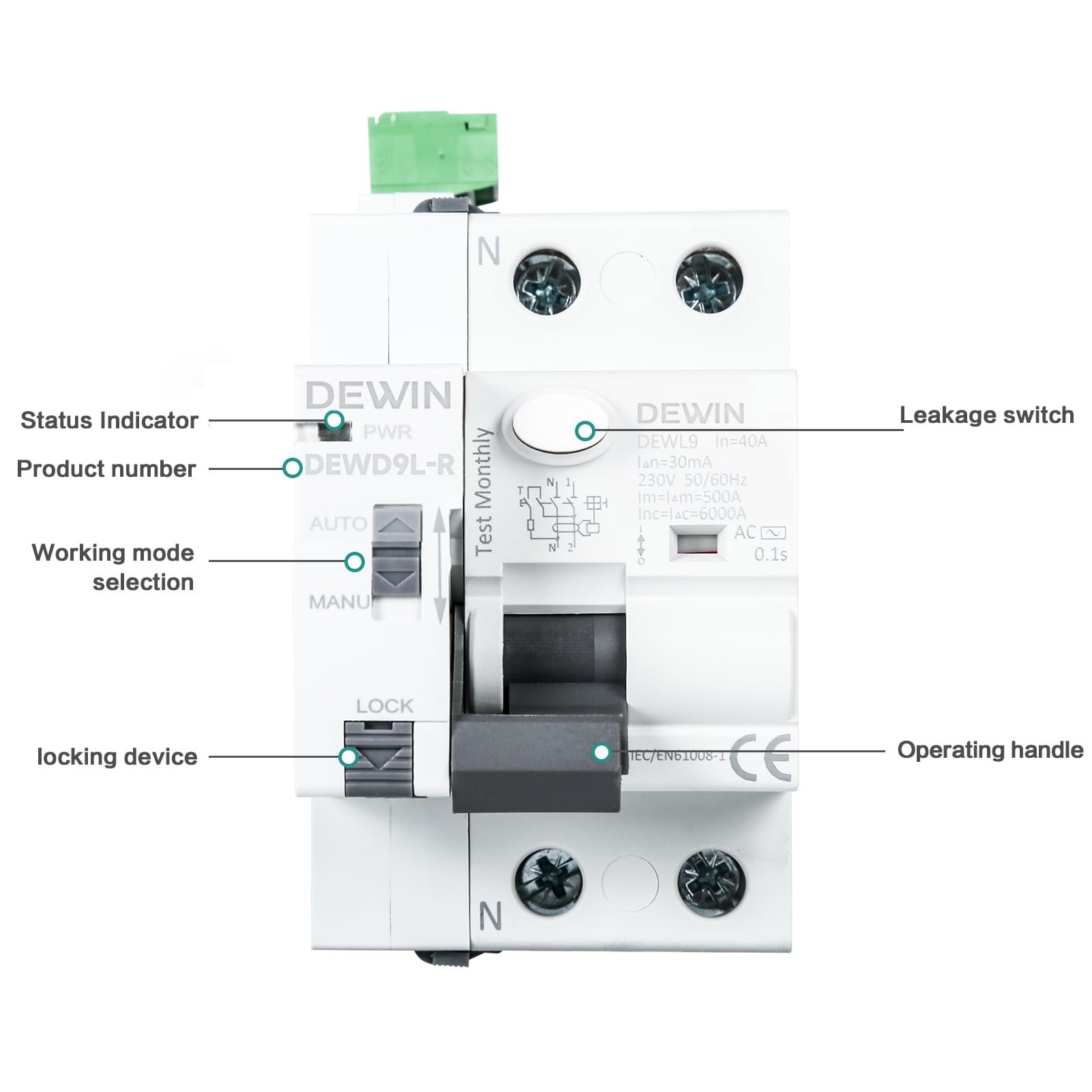 2P AC230V 40A Automatische herinschakelautomaat, MCB-automaat met digitaal display(Type AC