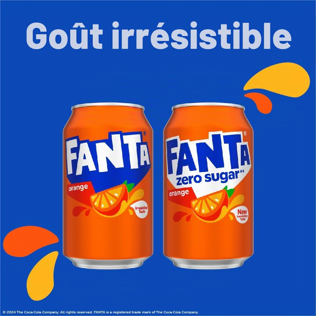 Fanta Boisson orange douce du zéro 330 ml (24 boîtes)