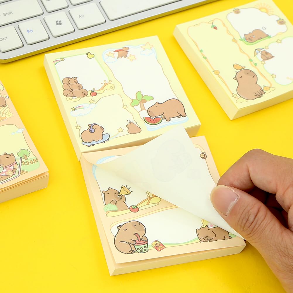 400Pcs Capybara Sticky Notes, Kawaii Shy Little Capybara Sticky Tabs, Self-Stick Pads, Cute Memo Notes - Image 4