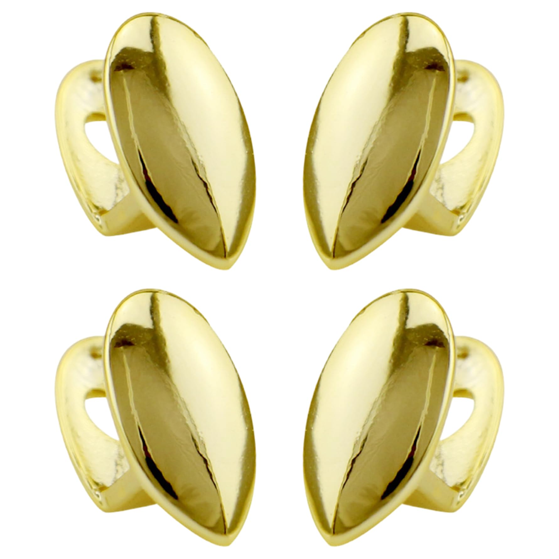 Otbushit 4Pcs Gold Fangs 18k Plated Vampire Single Metal Gold Tooth for Women Men Cosplay Costume Accessory