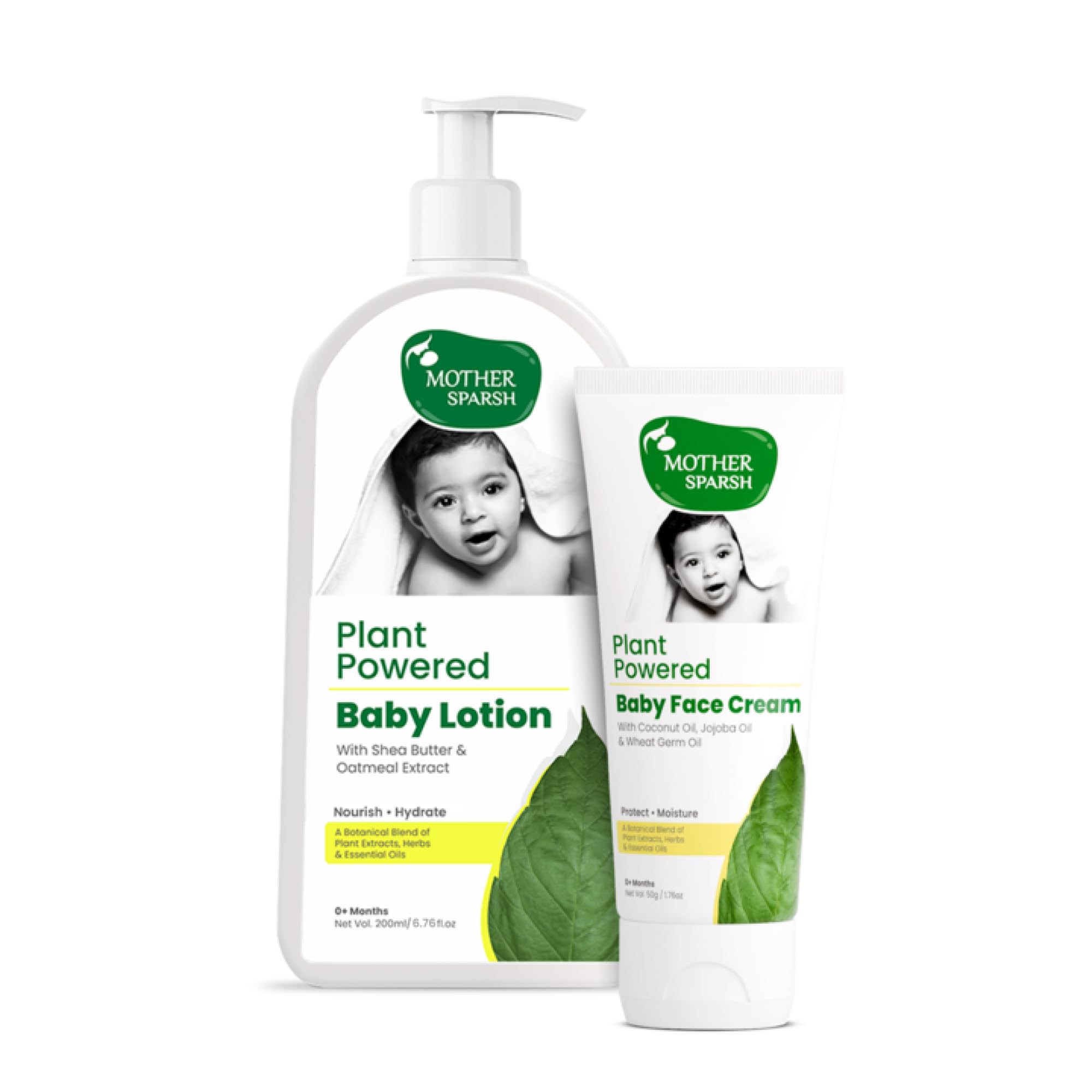 Mother Sparsh Plant Powered Natural Baby Face Cream, 50g + Plant Powered Natural Baby Lotion, 200 ml