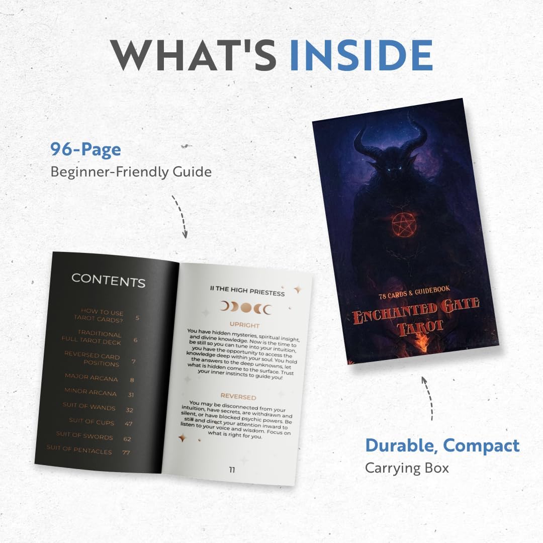 CRAFTERIAN Enchanted Gate Tarot – 78 Cards Deck with Guidebook | Fantasy Witchy Celestial Tarot Cards for Beginners & Advanced Readers