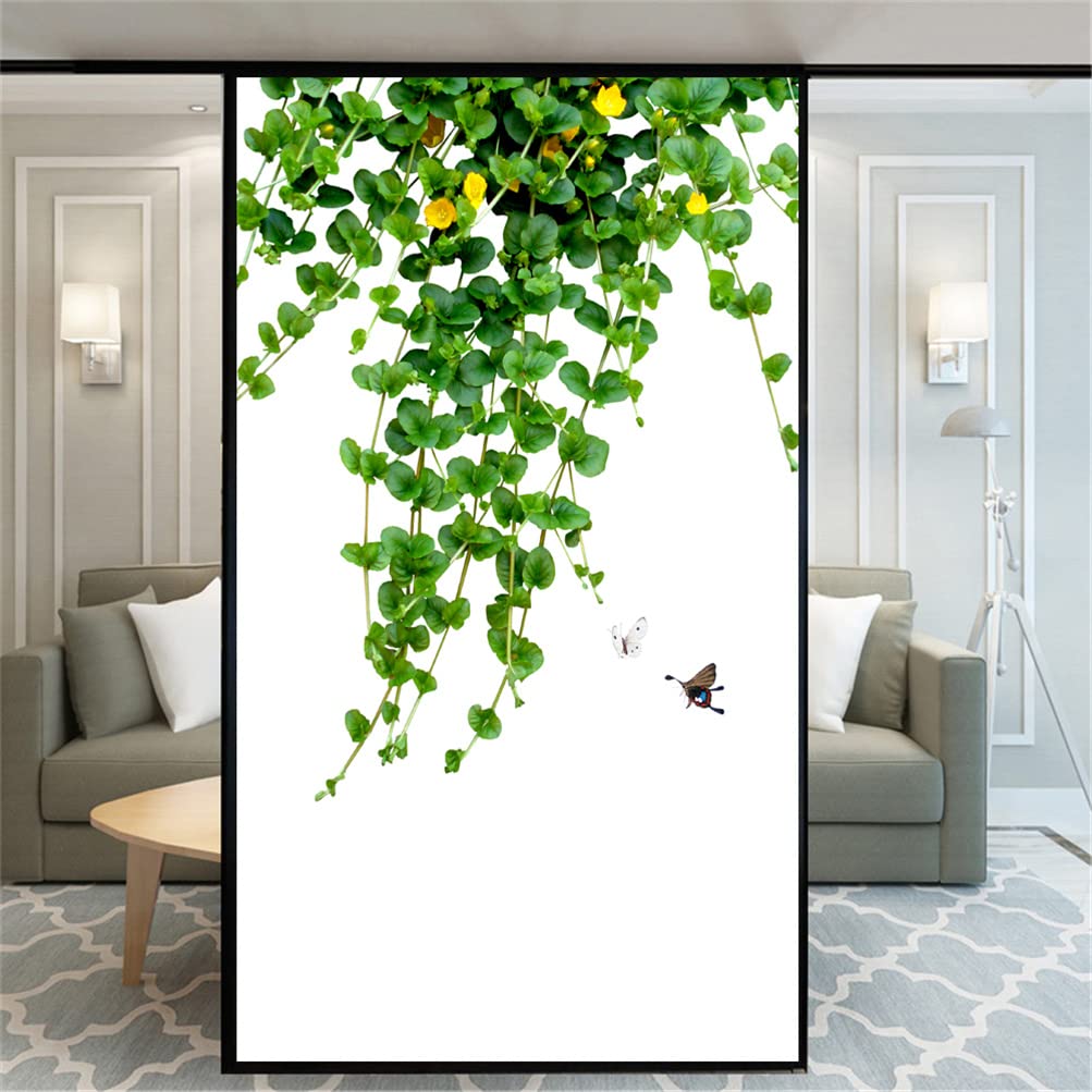 Película de Ventana Película decorativa for ventanas, hojas de plantas de privacidad, pegatinas for ventanas de vidrio, película for ventana esmerilada adhesiva estática sin pegamento for decoración d