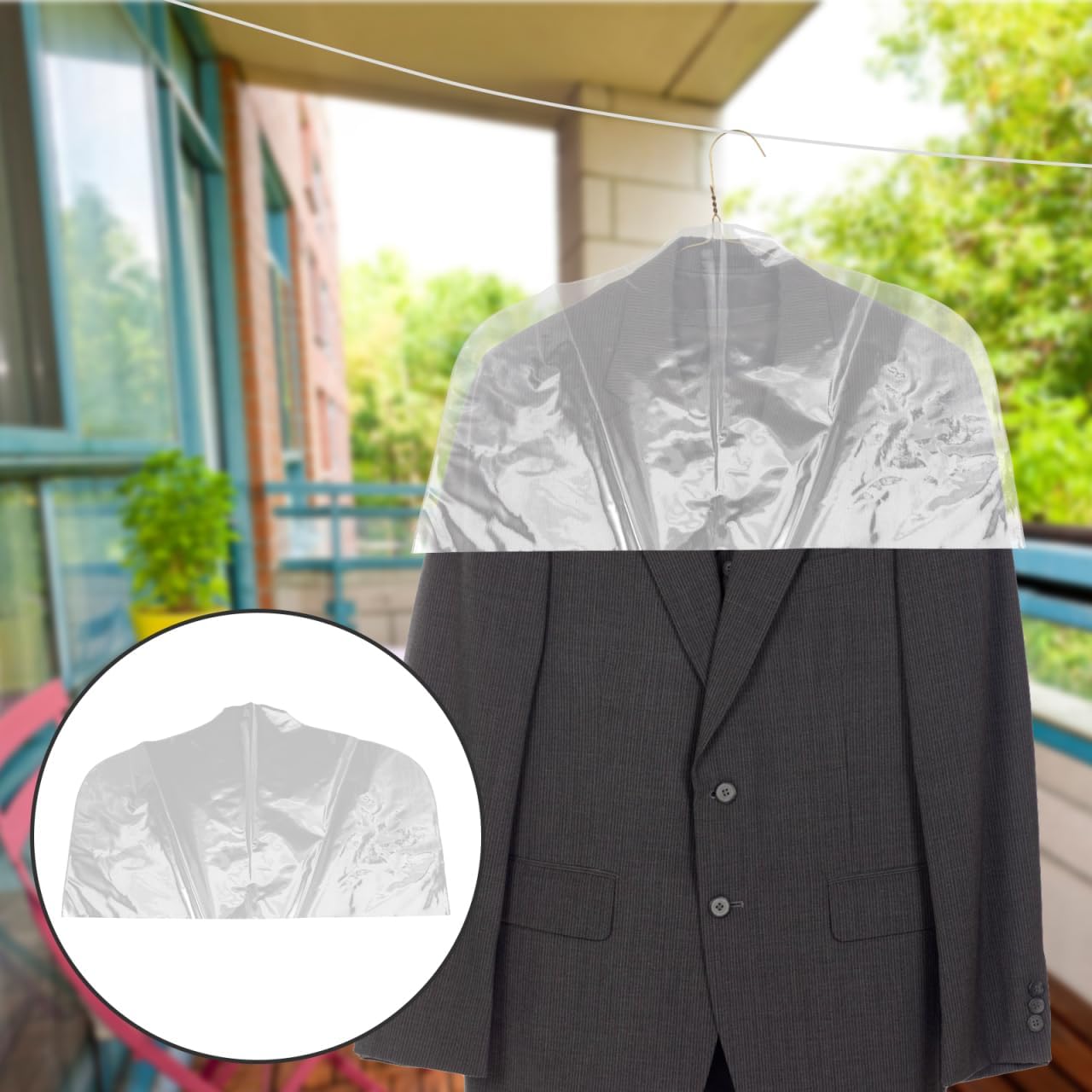 Cabilock 10Pcs Clear Plastic Clothes Shoulder Covers - - Clothing Protectors for Suits, Coats, and Dresses - Ideal for Hanging Storage and Dry Cleaning