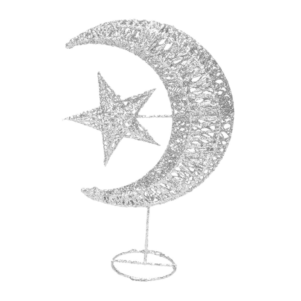 Estrella de hierro para árbol de navidad con diseño de pentagrama y luna adorno PRETYZOOM