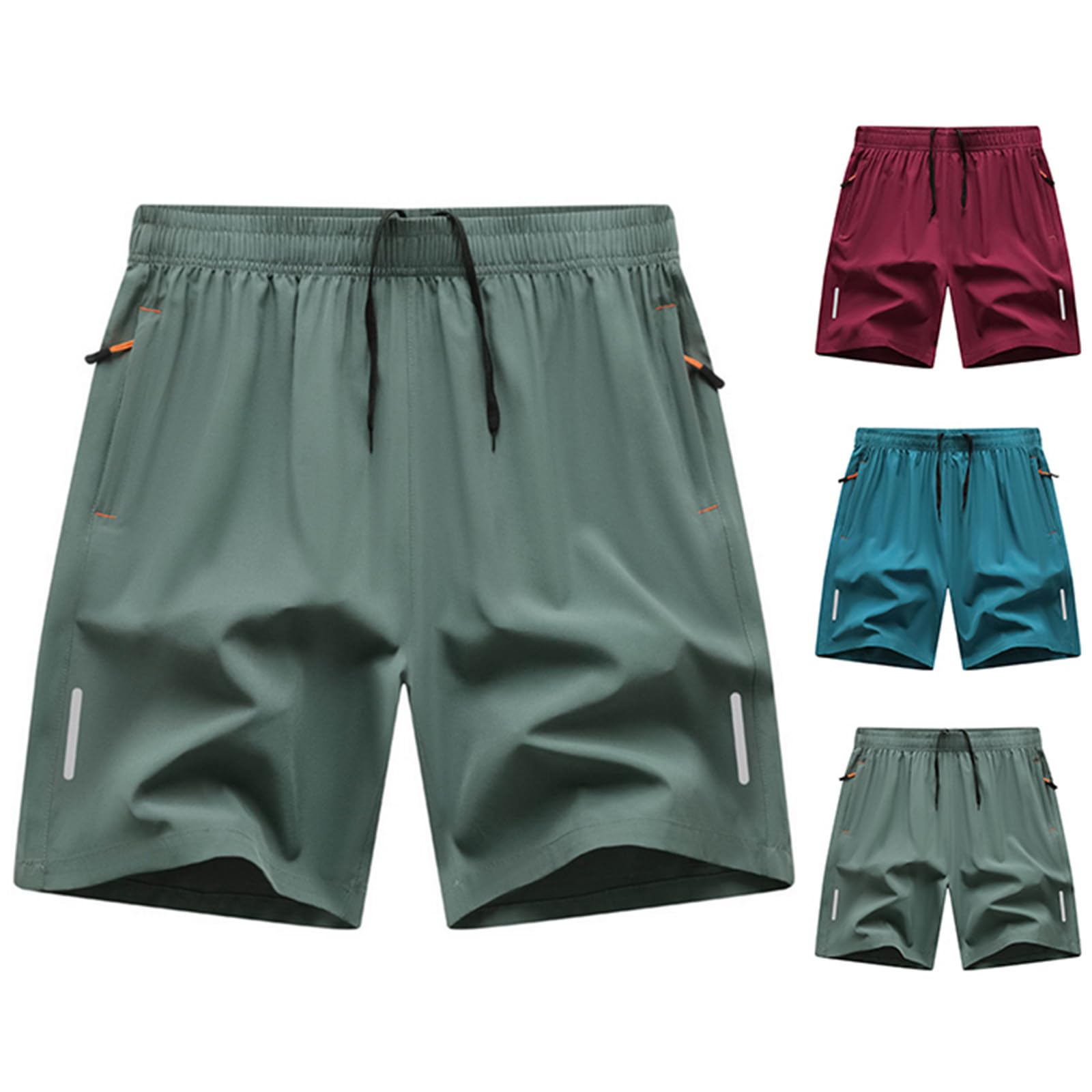 Gym Shorts for Men Quick Dry Athletic Workout Hiking Shorts Casual Elastic Waist Beach Short Pants with Zipper Pockets — view 12