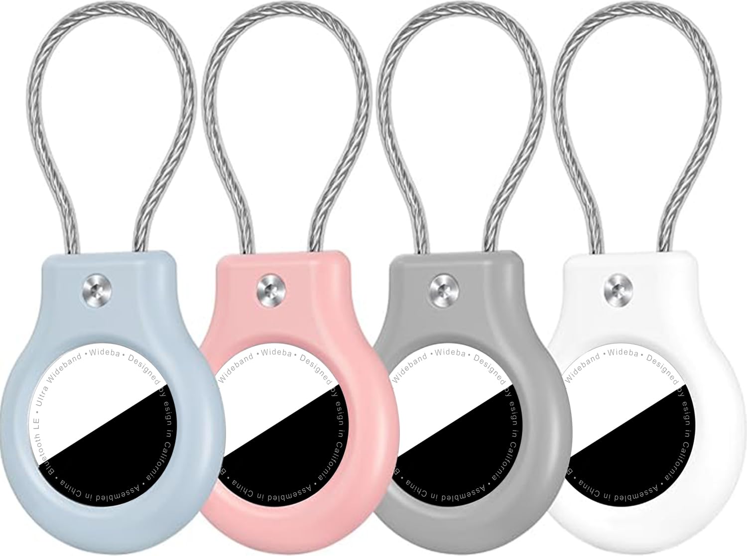 4 Pack for AirTag Holder with Cable Wire TNSNK Anti-Lost Secure Keychain for Apple AirTag Shockproof Case for Keys Luggage Backpacks Pets, No Signal &