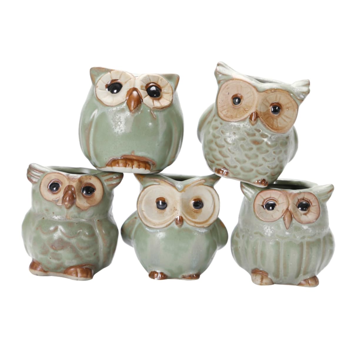 Pots de fleurs en forme de hibou, le lot de 5 pièces à offrir