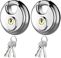 Vista 10 de Puroma Cerradura de disco resistente, acero inoxidable, resistente al agua y al óxido, grillete de 5/16 pulgadas, 3 llaves (paquete de 1)