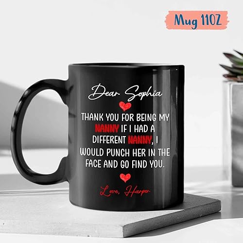 Miniatura 4 de Taza de café personalizada para niñera con nombres, regalo de niñera para abuela, mamá, esposa, regalo personalizado para niñera de niños, taza de