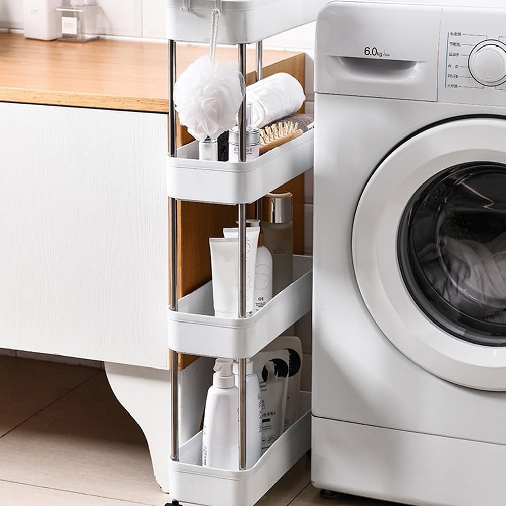 Carrito con ruedas con varios pisos, estante de almacenamiento delgado y portátil para cocina, baño, sala de estar - Estantería organizadora para ahorrar espacio B