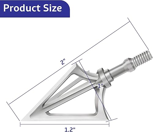 Vista 2 de Hunting Broadheads with 3 Fixed Blade 100 Grain Screw-in Archery Broadheads Compatible with Crossbows,Recurve and Compound Bows plateado,Negro