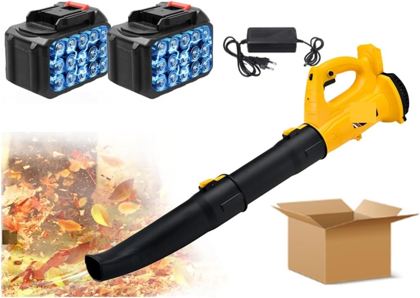 Centrifugal Blower Speeds 320 CFM Industry Cordless Air Blower， Snow Leaf Sweeper Garden Part Tools， Lawn Care Dust For 21V Battery Low Vibration And High Safety(6.0-2 batteries)