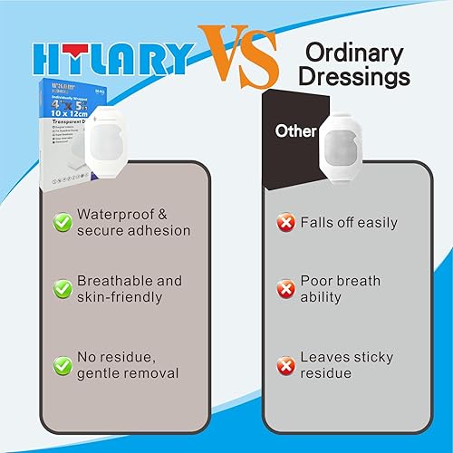 Miniatura 5 de Aderezo de película transparente de 4 x 5 pulgadas, 50 paquetes de parches adhesivos impermeables para vendaje de heridas, parches de cubierta de