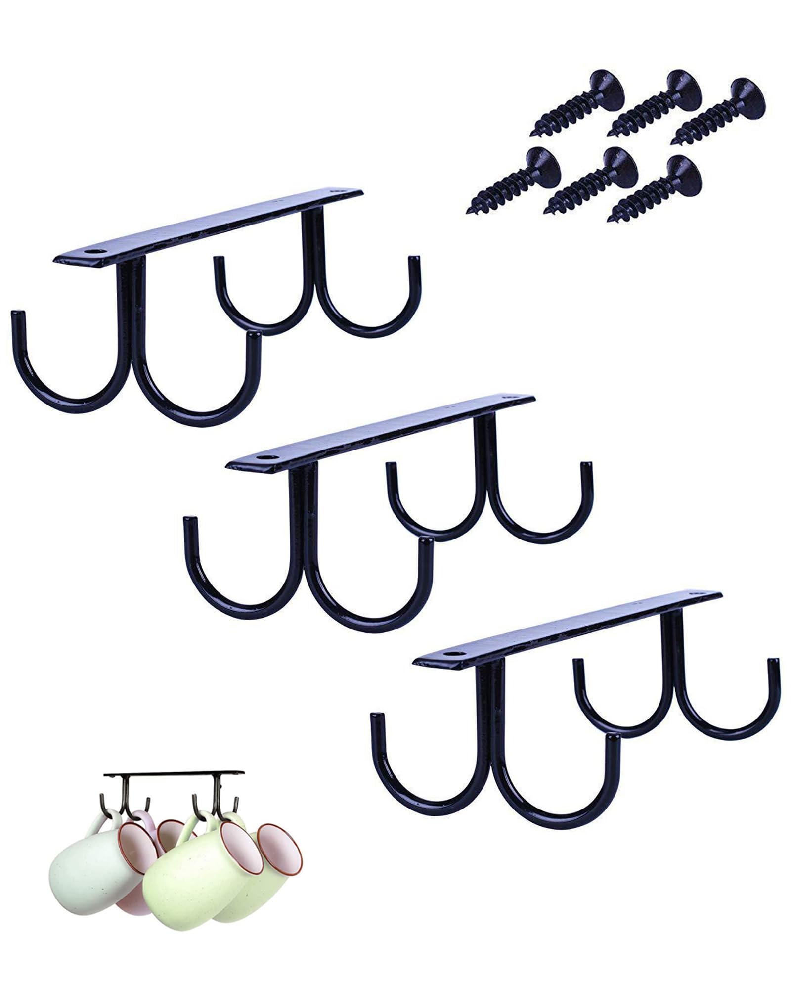 Mug Rack Under Cabinet Mug Hooks Coffee Cup Holder Cups Organizer Hanger