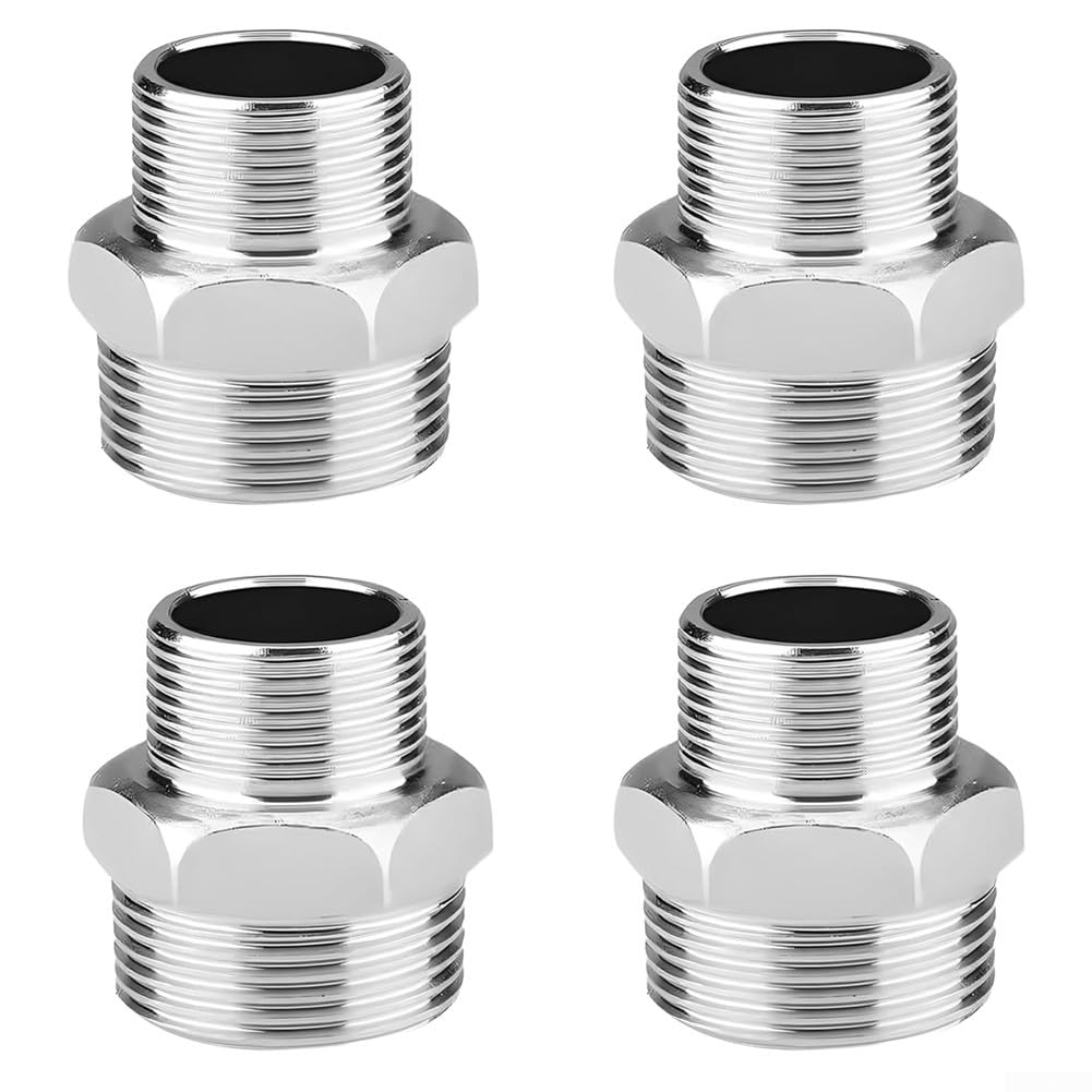 FACULX 4 Pcs Stainless Steel Male to Male Straight Thread Pipe Nipple, G1 x G3/4 Hex Nipple Fitting Connector Reducing Adapter for Water Air Fuel Pipeline