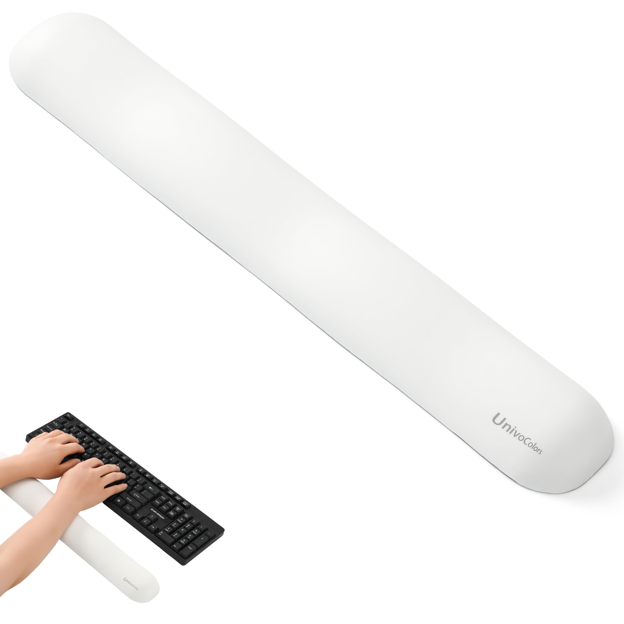 UnivoColors Design-Wave Keyboard Wrist Rest, Artificial Sheepskin+Memory Foam+Ergonomic+Anti-Slip Gel, Resilience Support During Work and Gaming,