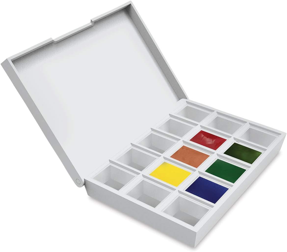 Daniel Smith Hand Poured Watercolor, Half Pans, Sketcher Set with 6 Watercolor Half Pans, 9 Empty Half Pans, 1 Travel Case (total 16 pieces) 285650005