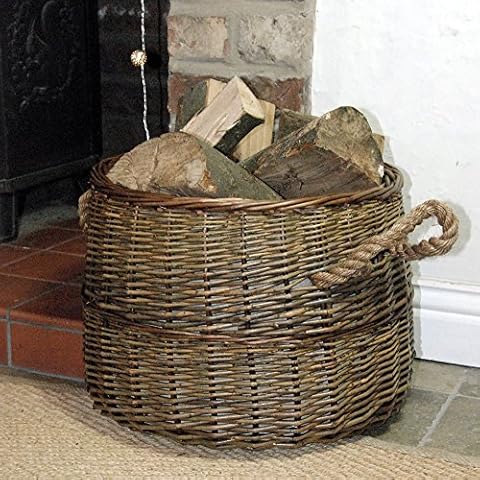 Bowley & Jackson Small round Morpeth natural willow rope handled log basket Cover