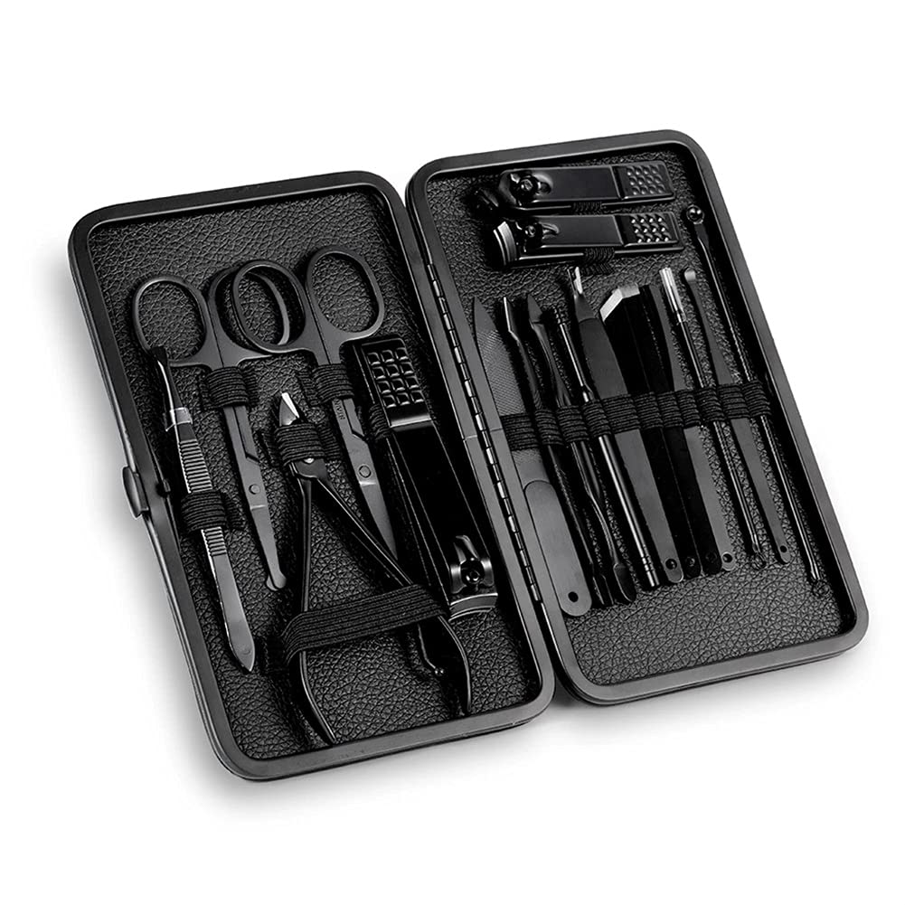 18-teiliges Maniküre-Set mit Nagelknipsern, Ohrknipsern und Pedikürescheren aus Edelstahl für den Haushalt.
