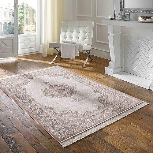 Taracarpet Teppich Palazzo Royal Vintage Medaillon Terra 067x210 cm Kurzflor Orientteppich für...