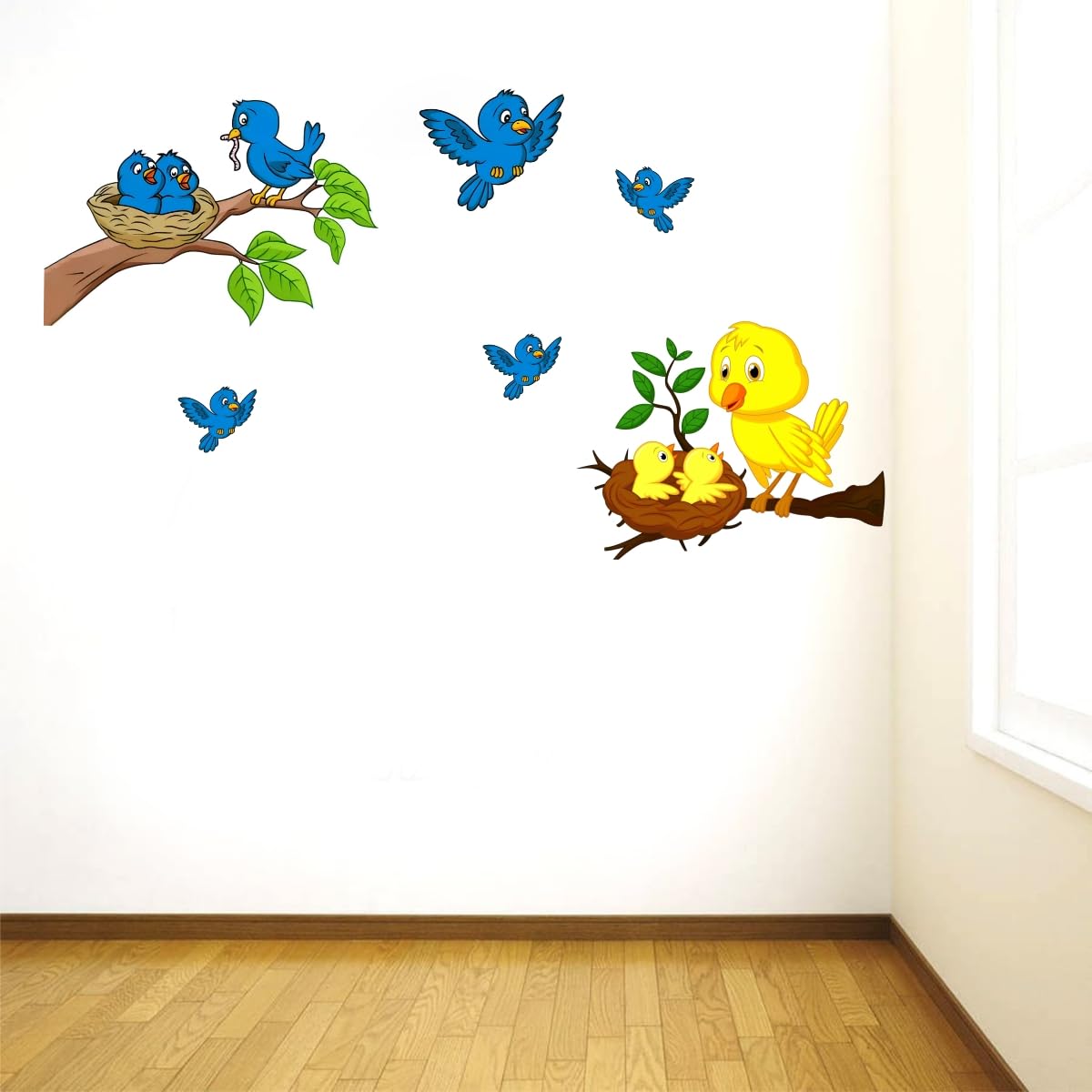 Colorful Bird Nest Wall Stickers - Self Adhesive Decals -2 Colorful Bird Nest Wall Stickers - Self Adhesive Decals -2