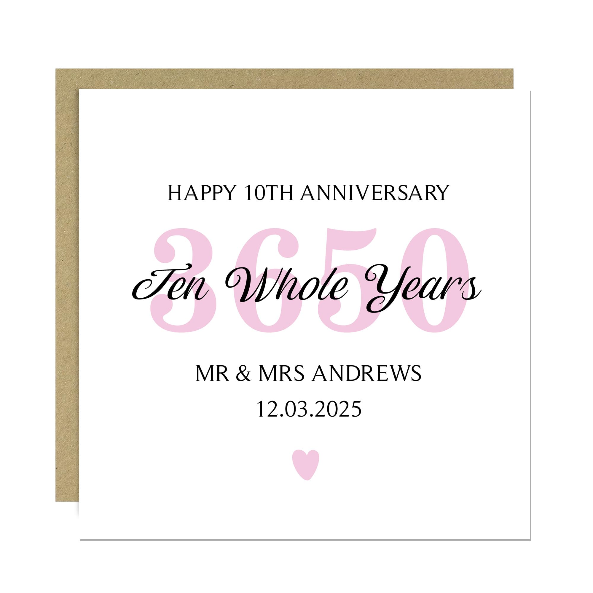 RED OCEAN Personalised 10th Wedding Anniversary Card for Husband Wife with Envelope Included Romantic Cards for Him Her
