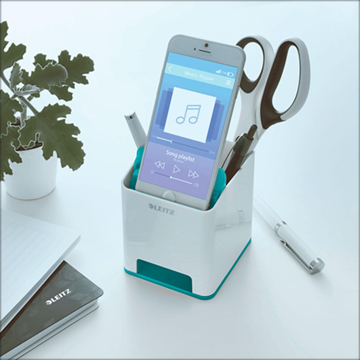 Leitz Wow Sound Pen Holder, Ice Blue