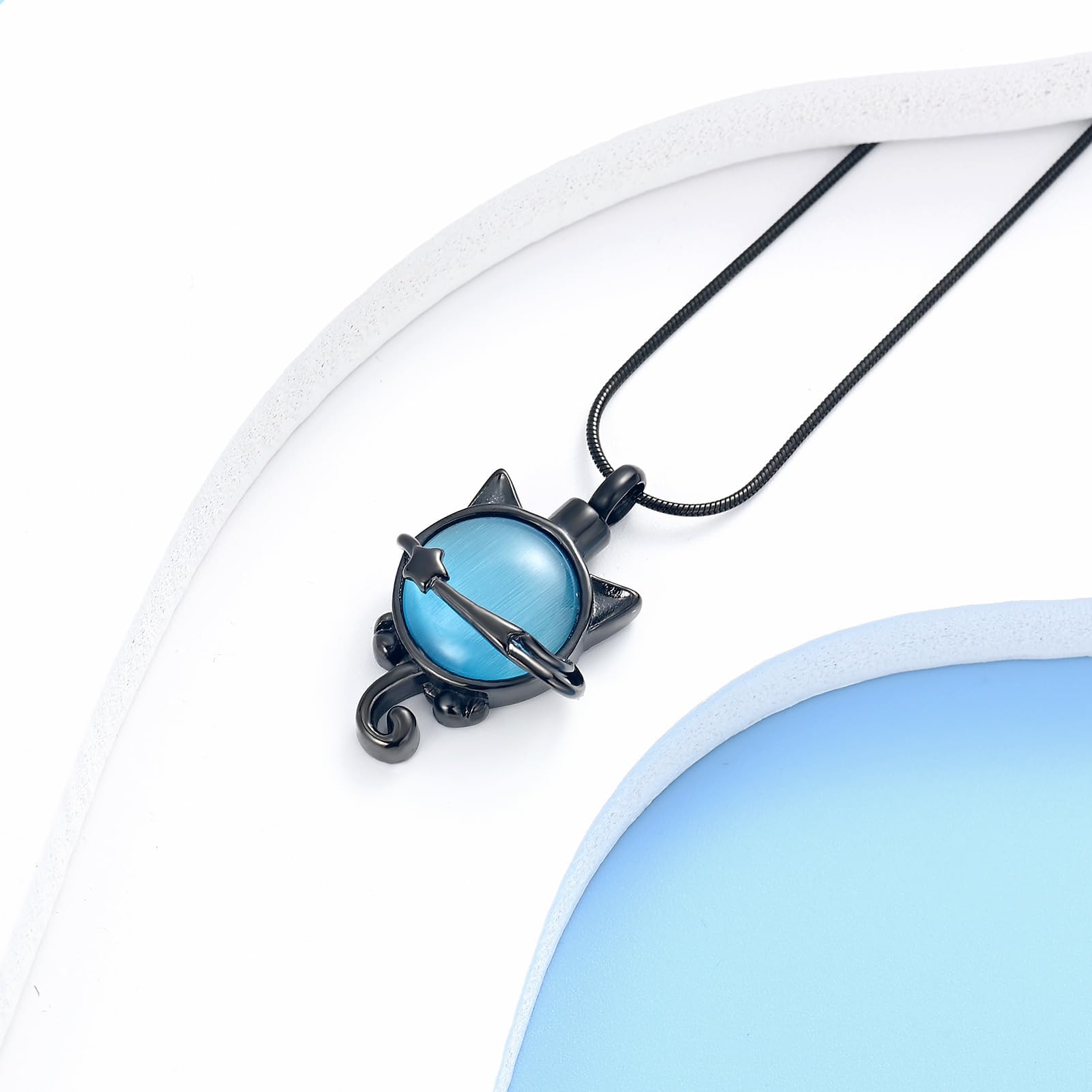 QGJNSGC Moonstone Cremation Jewelry Cat Urn Necklace for Ashes Animal Keepsake Memorial Jewelry Pet Ashes Pendant - Image 3