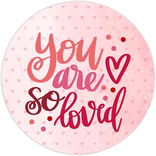 Miniatura 2 de Calcomanías redondas de 15 pulgadas con texto en inglés You are So Loved Valentines Day con citas románticas de San Valentín sellos de vinilo para