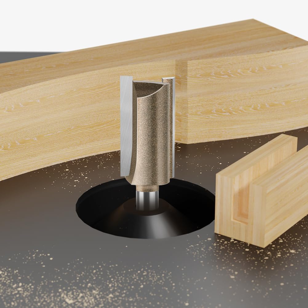 Router Bit Set for Woodworking, 1/4" Shank, Slotted Diameter 0.55inch,Straight Flush Trim Bits, Professional Quality,Complete in Specifications