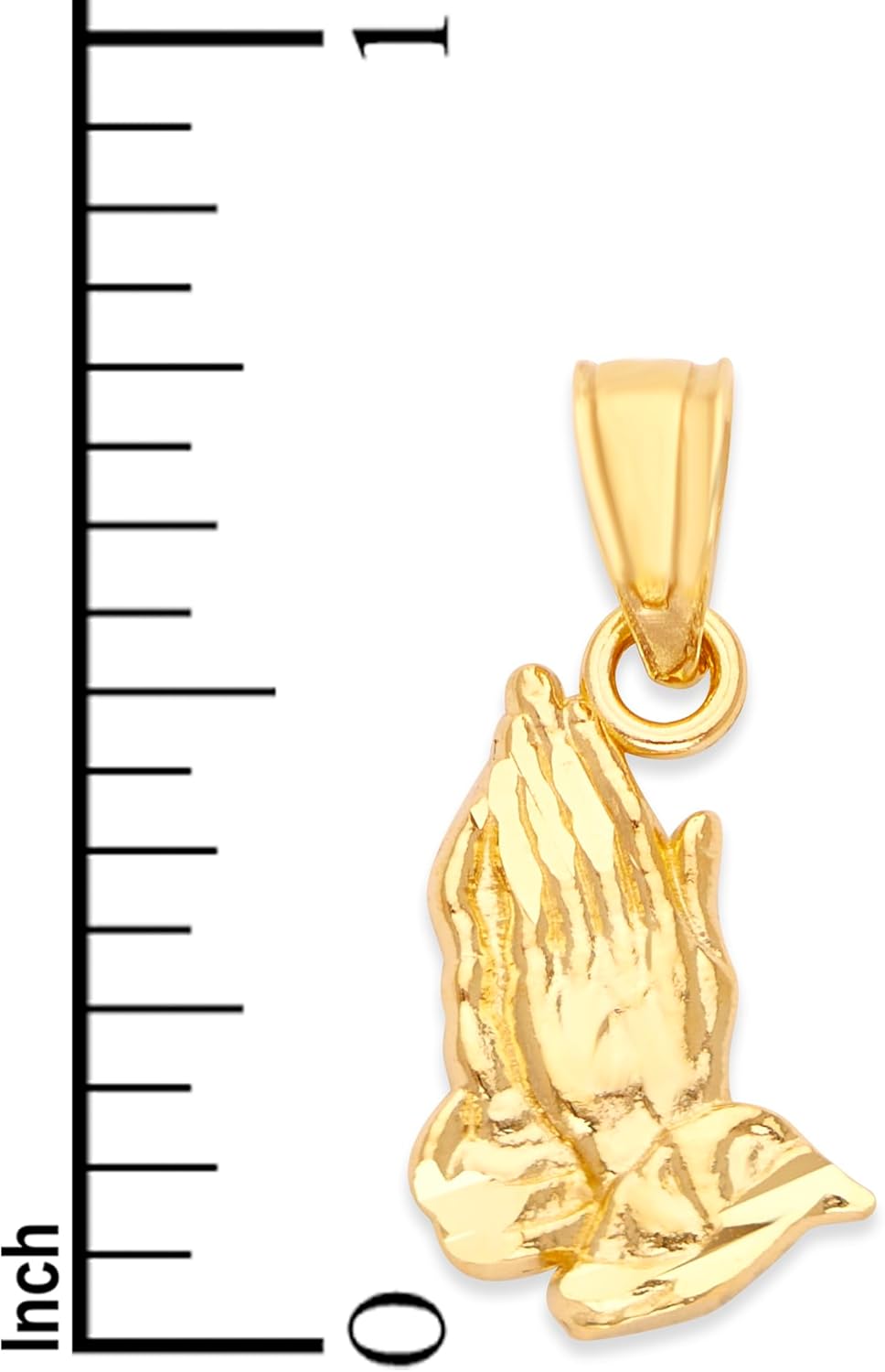Solid Gold Prayer Hands Pendant Available in 10k or 14k - Religious Symbol Jewelry (10k Gold) - Image 4