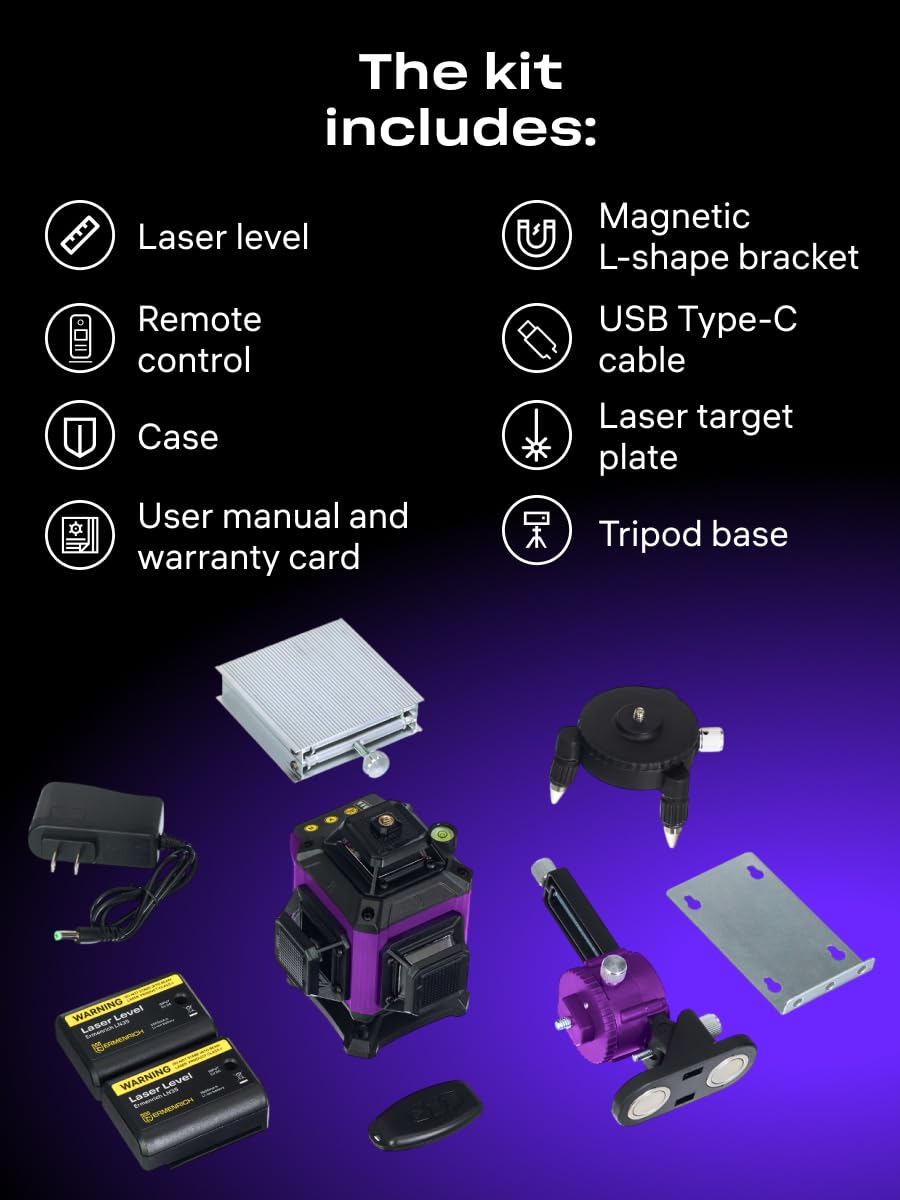 PRO LN35 Samopoziomujący Poziomica Laserowa Tryb Impulsowy 30 m 4D 360° — IP54 Pilot Zdalnego Sterowania Ładowalna Uchwyt Magnetyczny Mikropodnośnik Akumulator Li Ion W Zestawie