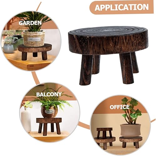Miniatura 5 de OSALADI Taburete redondo pequeño para macetas para plantas de interior, soporte para plantas suculentas, soporte para bonsái, soporte para
