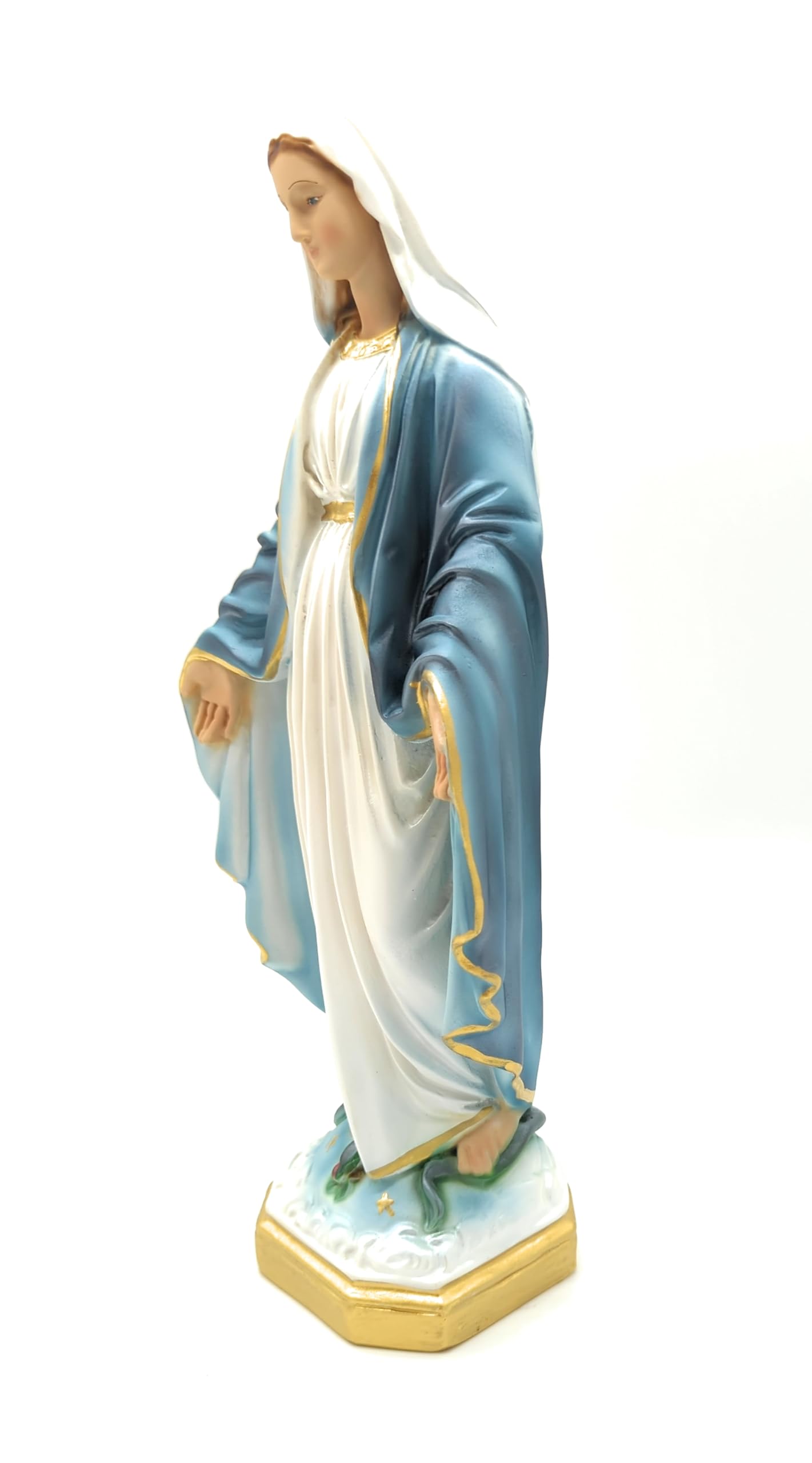 OVUNQUE PROTEGGIMI Statua Madonna Immacolata Concezione cm. 35 in resina effetto perlato adatta per interni ed esterni realizzata e dipinta a mano
