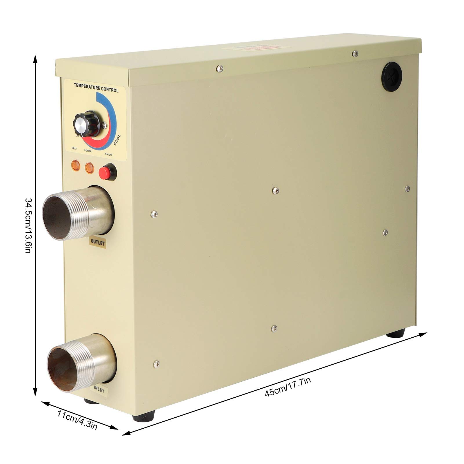 FTVOGUE Calentador de Agua Eléctrico con Termostato de 5,5 KW, Control Automático de Temperatura de Acero Inoxidable, Ideal para Piscinas Pequeñas, SPA y