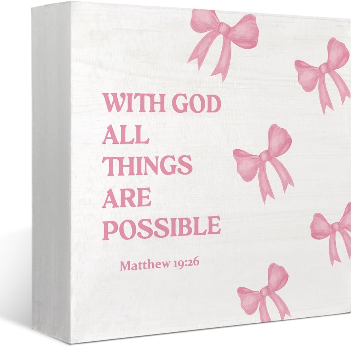 Christian Gifts for Women Faith, Prayer Gifts for Women, Inspirational Bible Verse Wooden Box Sign, Pink Prayer Christian Decor Sign for Girls Room College Apartment Dorm Decoration