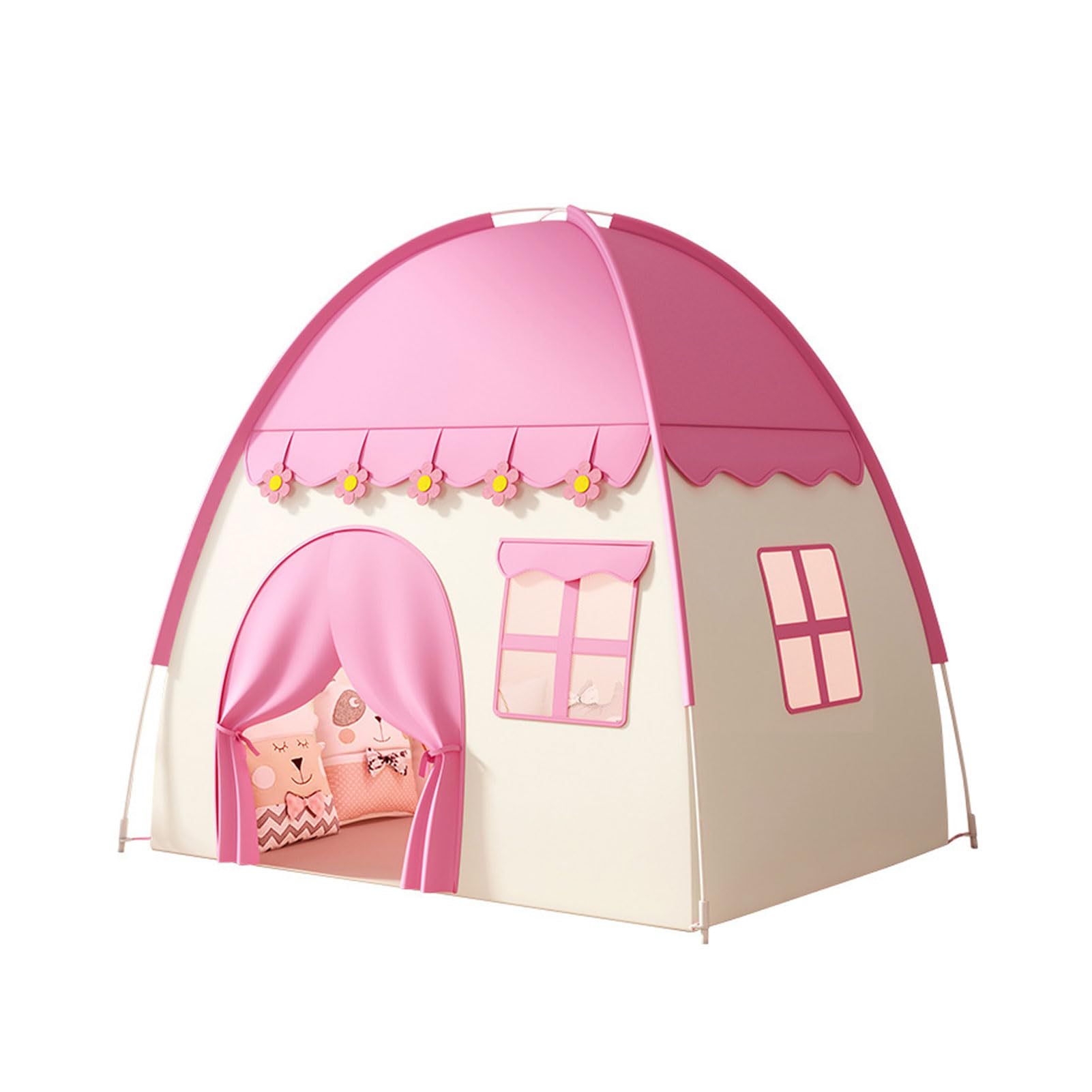 Naroote Kinderspielzelt, Stabiler Rahmen, Zusammenklappbares Kinderspielhaus, Ideal für Familienausflüge, Kinderspielzelt Im Innenbereich für Kreative Spielzeit (PINK)
