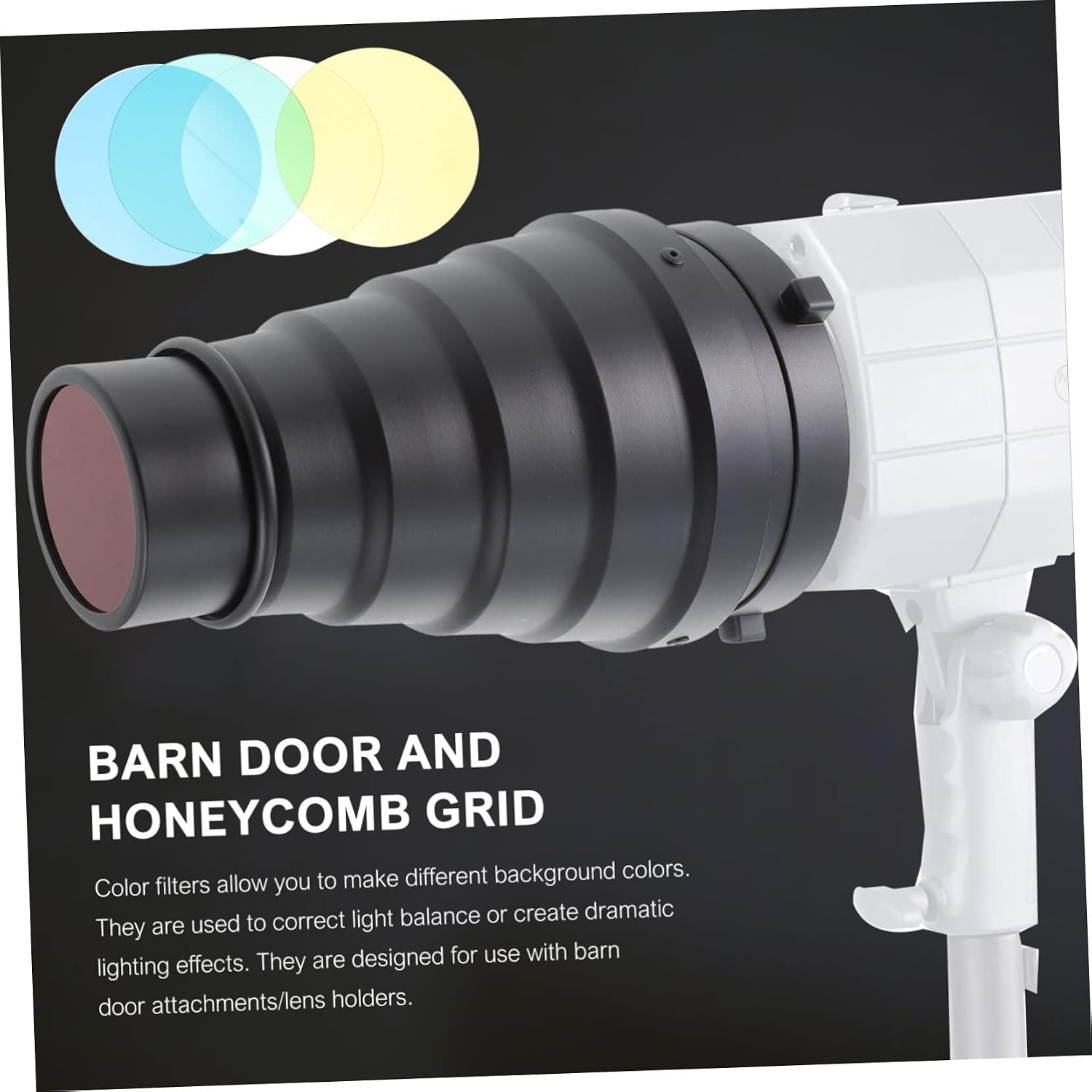 Homoyoyo 1set Conical Tube Kit Honeycomb Grid and Light Filters Professional Flash Accessories for Photography Spotlight Effect and Accent Lighting