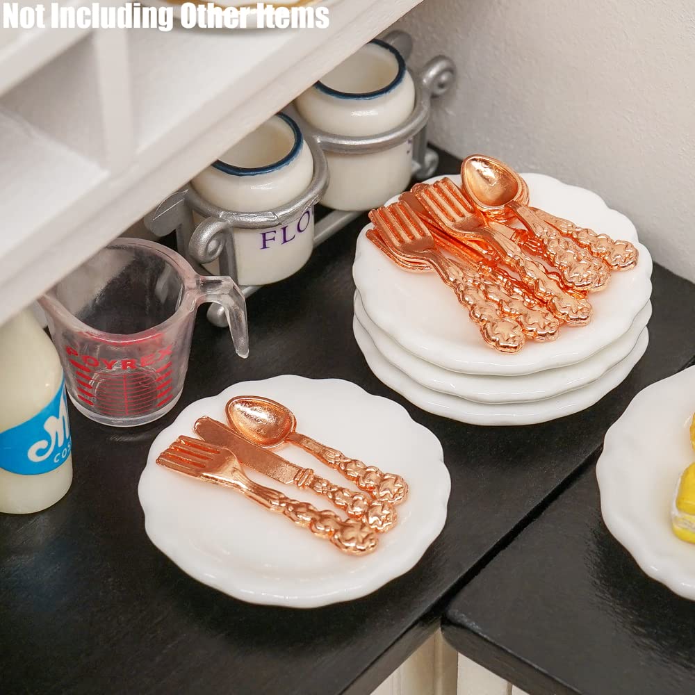 Set De Té De Porcelana En Miniatura 1/12 – 6 Piezas Vintage Para Casa De Muñecas, Decoración Para Cocina O Salón