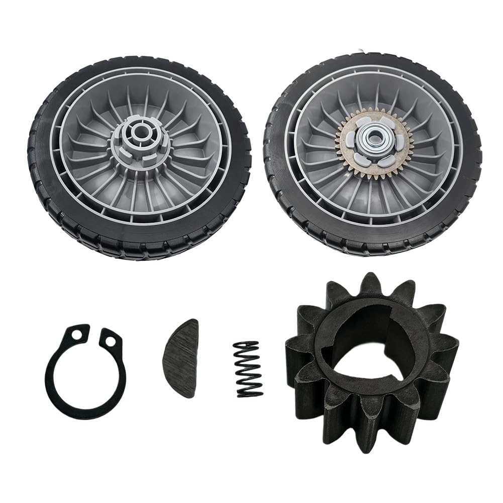 Ruedas para cortacésped HRR216 HRS216 HRT216, neumáticos delanteros y traseros de 8 x 2 pulgadas con kit de engranajes de transmisión de 12 dientes, para piezas de repuesto 44710-VL0-L02ZB, 4