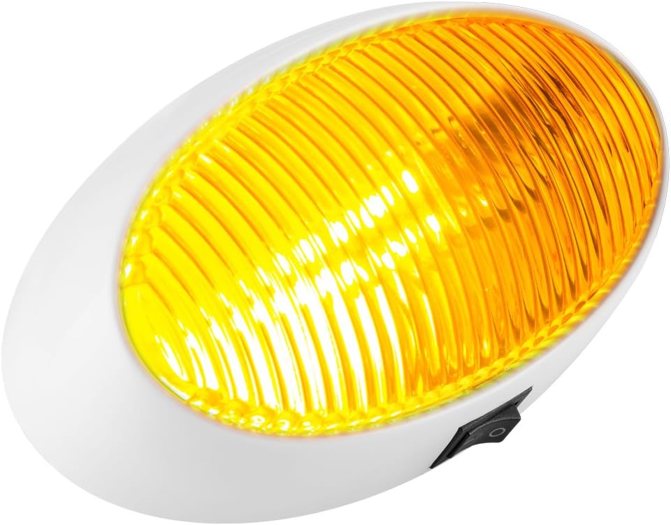 Lumitronics RV LED Porch Light, On/Off Switch, Clear and Amber Lens, White image 3